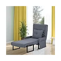 btm canapé - lit 3 en 1 chaise de couchage simple, chaise longue intérieure, chaise longue convertible, canapé - lit pliant avec rembourrage, lit paresseux rembourré pour le bureau à domicile