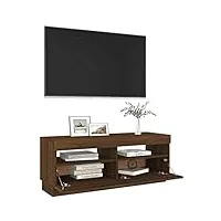 firbnus meuble tv avec lumières led chêne marron 100x35x40 cm bois d'ingénierie meuble hifi aspect moderne armoire média ont différents menus changer couleur des lumières facile à nettoyer