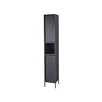 stella trading lucera haute gris mat – armoire de salle de bain avec beaucoup d'espace de rangement, bois d'ingénierie métal plastique, 32 x 195 x 32 cm