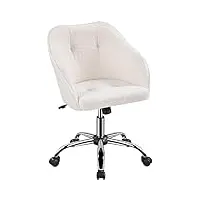 yaheetech chaise de bureau fauteuil ergonomique pivotante dossier inclinable à 360° avec hauteur d'assise réglable pour la maison/le bureau ivoire
