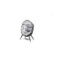 concept usine | fauteuil oeuf sur pieds beige en résine gris aspect rotin | design jane | structure en acier | coussin déperlant | hamac balançoire sur pied terrasse jardin balcon | résiste à l'eau