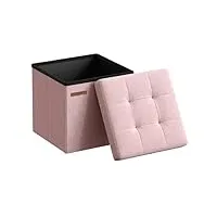 songmics banc de rangement pliable de 30 cm, coffre de rangement, tabouret repose-pieds, pouf de chambre, rose bonbon lsf028r01