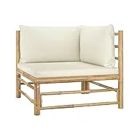 puraday mobilier d’extérieur 70x70x60 cm canapé d'angle de jardin avec coussins blanc crème bambou meubles de terrasse construction légère facile à déplacer meubles de balcon discuter en famille