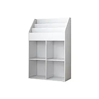 oskar store bibliothèque enfant conny, blanc, 72 x 111 cm avec 4 étagères pour les boîtes pliantes