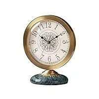 wolwes horloge de cheminée en cuivre base en marbre cadran d'horloge de bureau avec chiffres arabes horloge de table horloges de cheminée avec carillons pour salon cheminée bureau cuisine manteau