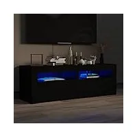 canditree meuble tv moderne avec led banc tv avec étagères de rangement support de télé pour salon 120 cm (noir)