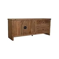 pegane meuble tv en bois recyclé coloris naturel - longueur 156 x profondeur 44 x hauteur 65 cm