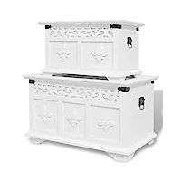 tekeet home furniture lot de 2 coffres de rangement blanc