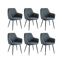 colenis® - beverly - anthracite - lot de 6 - chaise de salle à manger moderne chaise de cuisine en microfibre et métal