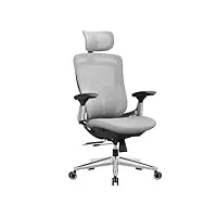songmics chaise de bureau, fauteuil ergonomique en toile, dossier inclinable, assise réglable avant ou arrière, piètement en alliage d’aluminium, capacité 150 kg, gris tourterelle obn068g01