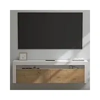 sogood meuble tv bas 160x40x46cm armoire tv blanc mat + marron clair table de télévision salon avec 2 portes meuble tv suspendu fernsehschrank01