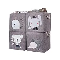 axhop boite rangement panier rangement [pack de 4] 33×33×33 cube de rangement pliantes - coffre a jouet. parfait pour le kallax,boîte à jouets dog, les livres, panier rangement bébé.