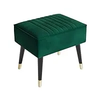 vesgantti repose-pieds salon en velours tabouret pouf ottoman avec pieds en métal pour salon chambre salle de séjour 52 x 40 x 47 cm - vert