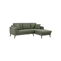 vente-unique - canapé d'angle droit en tissu vert totora