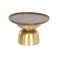 table basse ronde dorée en bois de manguier / acier - diamètre 80 x hauteur 38 cm -pegane-