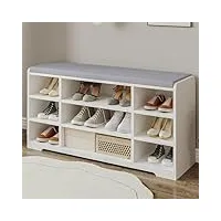 hzuaneri banc à chaussures, rangement chaussures, assise rembourrée et 9 compartiments, meuble de rangement chaussures réglable, pour entrée, l'entrée, la chambre, blanc sb10003x