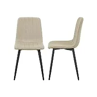 [en.casa] lot de 2 chaises de salle à manger ensemble de 2 chaises coquilles set de 2 chaises matelassées pour salon chambre bureau café acier laqué polyester 89 x 43 x 51 cm beige