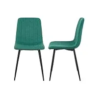 [en.casa] lot de 2 chaises de salle à manger ensemble de 2 chaises coquilles set de 2 chaises matelassées pour salon chambre bureau café acier laqué polyester 89 x 43 x 51 cm vert