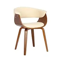 clp chaise de salle a manger bruce i coque en bois i revêtement en similicuir i dossier ajouré i pieds en bois, couleur:crème