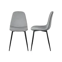 [en.casa] lot de 2 chaises de salle à manger ensemble de 2 chaises au style scandinave set de 2 chaises confortables acier laqué polyester 87 x 44 x 51 cm gris