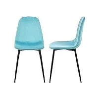 [en.casa] lot de 2 chaises de salle à manger ensemble de 2 chaises au style scandinave set de 2 chaises confortables acier laqué polyester 87 x 44 x 51 cm bleu menthe