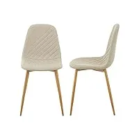 [en.casa] lot de 2 chaises de salle à manger ensemble de 2 chaises confortables set de 2 chaises au style scandinave pour salon bureau cuisine chambre 87 x 44 x 51 cm beige