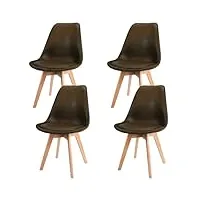 jijian chaise de salle à manger, chaise de style scandinave avec pieds en bois massif, adaptée à la salle à manger, au salon, à la chambre à coucher, à la cuisine, (cuir chamoisé marron, 4)