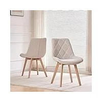 b&d home chaises de salle à manger tania (lot de 2) | chaise rembourrée pour salle à manger, cuisine, bureau | design scandinave | tissu crème, 11118-creme-2