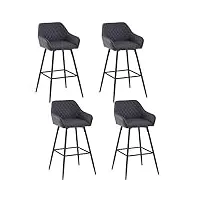 jymtom lot 4 tabourets de bar gris, chaises de salon, chaises de bar, siège en similicuir avec dossier, accoudoir et repose-pieds métallique pour bistrots,bar,bureau (4, gris pu)