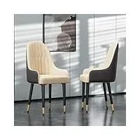 fativo chaise salle à manger moderne：lot de 2 chaise cuisine design avec pieds en métal chaise salon en cuir confortable rembourrées pour restaurant gris blanc - 90x52x49cm