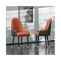 fativo chaise salle à manger moderne：lot de 2 chaise cuisine design rembourrées chaise salon en cuir confortable avec pieds en métal pour restaurant gris orange - 90x52x49cm