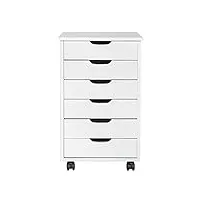caisson de bureau classeur en bois 7/6/5 tiroirs mdf couleur noyer foncé/gris/blanc for meubles de bureau à domicile rangement pour document (color : 6-drawer white)