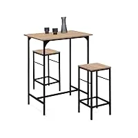 idmarket - ensemble table haute de bar detroit 80 cm et 2 tabourets design industriel