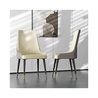 fativo chaise salle à manger moderne : lot de 2 chaise cuisine en cuir confortable chaise salon design avec pieds en métal rembourrée pour restaurant gris blanc - 46x50x82cm
