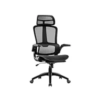 homestool chaise de bureau ergonomique fauteuil bureau avec soutien lombaire adaptatif, siege bureau en maille carbone chaise ordinateur à hauteur assise siège cascade capacité de 150kg