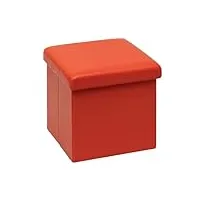 bonlife pouf de rangement pliable, coffre à jouets pour enfants, repose-pieds pliables en similicuir pour petit siège, orange, 30 x 30 x 30 cm