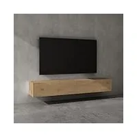 sogood meuble tv bas 200 cm armoire tv marron clair table de télévision salon avec portes meuble tv suspendu mbtv02