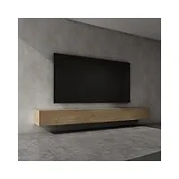 sogood meuble tv bas 300 cm armoire tv marron clair table de télévision salon avec portes meuble tv suspendu mbtv02