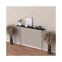 [en.casa] table console moderne à pieds Épingle à cheveux métal panneaux de particules 82 x 120 x 18 cm noir