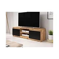 best mobilier - robin - meuble tv - 120 cm - style industriel - noir/bois