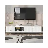 okwish lowboards tv pour téléviseurs 75 pouces, meuble tv, blanc 180 cm