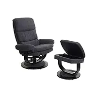 décoshop26 fauteuil de relaxation chaise tv repose-peids avec compartiment de rangement en tissu gris foncé 04_0002921