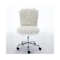 temkin chaise de bureau,ordinateur de bureau à domicile sans bras polyvalent en fausse fourrure pivotant exécutif blanc