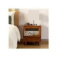 table basse table de chevet vintage chambre à coucher minimaliste armoire de rangement maison petite table de chevet armoire de rangement rangement en bois massif avec porte en verre meubles de chevet