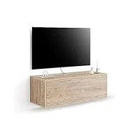 mobili fiver, meuble tv mural iacopo avec tiroir, chêne naturel, 104 cmx42 cmx36 cm, meuble tv mural suspendu pour tv jusqu'à 43'' tv, made in italy