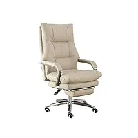 jhkzudg chaise de jeu À dossier haut,chaise de bureau de direction avec repose-pieds et accoudoir en métal,chaise de bureau d'ordinateur ergonomique,chaise de bureau À domicile,beige