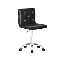 vecelo chaise de bureau sans accoudoirs en cuir pu à dossier moyen, hauteur réglable, pivotant à 360°, pour le travail, les loisirs, noir, métal, 1 pièces