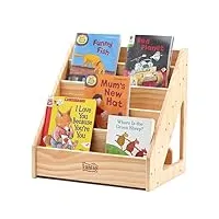 funlio bibliothèque montessori pour les tout-petits de 1 à 5 ans, avec poignée & dispositif anti-basculement, bibliothèque en pin haut de gamme, bibliothèque pour enfants pour classe, approuvée ce&cpc