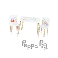 roba ensemble table et 2 chaises enfants peppa pig - pieds en bois massif - pour filles et garçons de 2 ans et plus - motif truie cochon et arc-en-ciel - rose/blanc