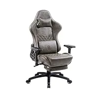 dowinx chaise de gaming ergonomique style course avec massage lombaire - fauteuil de bureau pour ordinateur en cuir synthétique avec repose-pieds escamotable - accoudoirs 4d